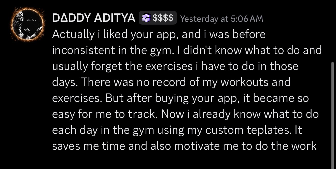 Aditya testimonial on Discord